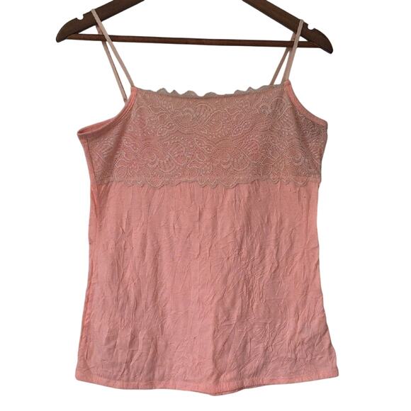 Juniors Sz L Orange Lace Textured Y2K 90s Fairy Beachy Maurices Tank Top - Picture 3 of 11